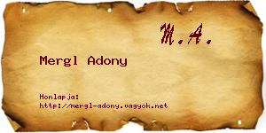 Mergl Adony névjegykártya